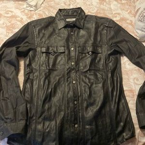 Rare vintage, Versace collection, trend size 40 front leather, leather collar,